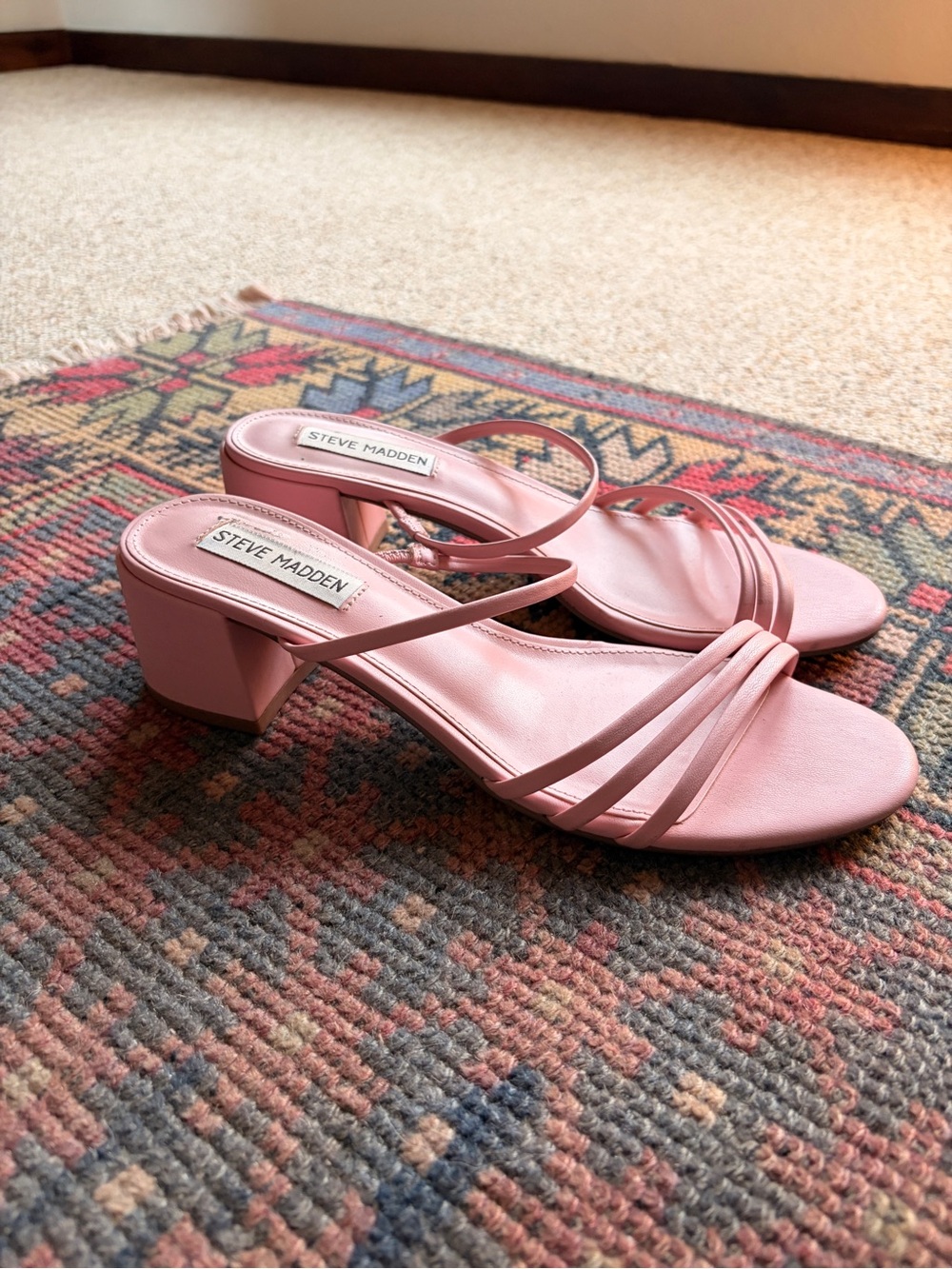 Steve Madden Blush Pink Strappy Block Heel Sandals